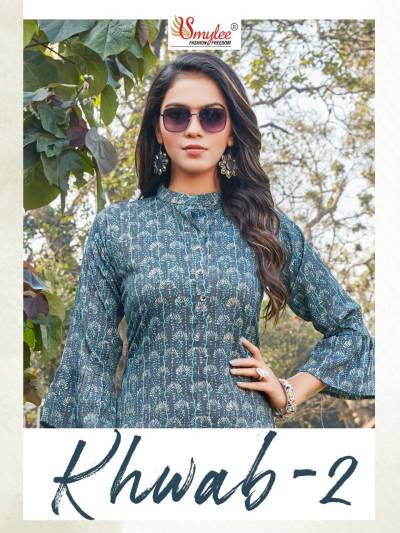 Khwab Vol 2 By Rung Stylish Foil Printed Casual Wear Kurtis